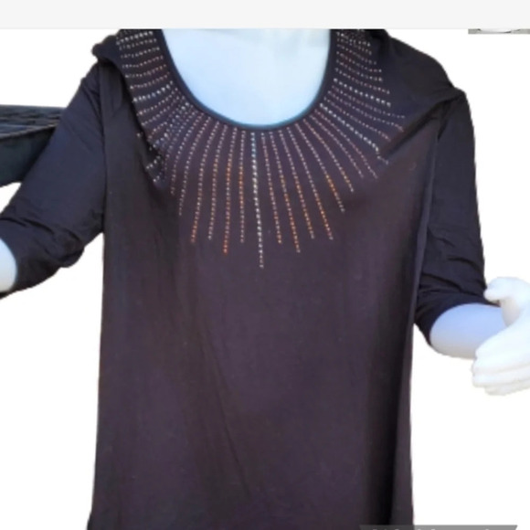 Ellen Tracy‎ 3/4 sleeve jeweled tee 1X - Picture 1 of 10